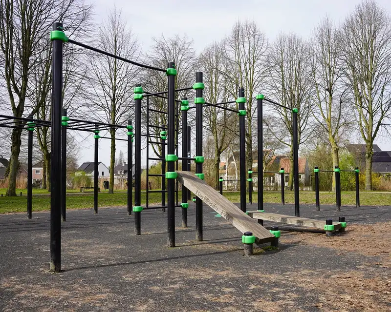 Estructura de barras de un parque de calistenia